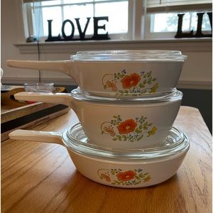 Vintage Corning Ware Wildflower Menuette Set
